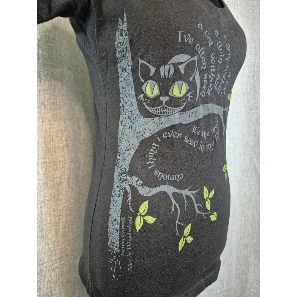 Alice in Wonderland Cheshire Cat Quote Graphic T-Shirt Medium Lewis Carroll NWOT - Picture 5 of 8